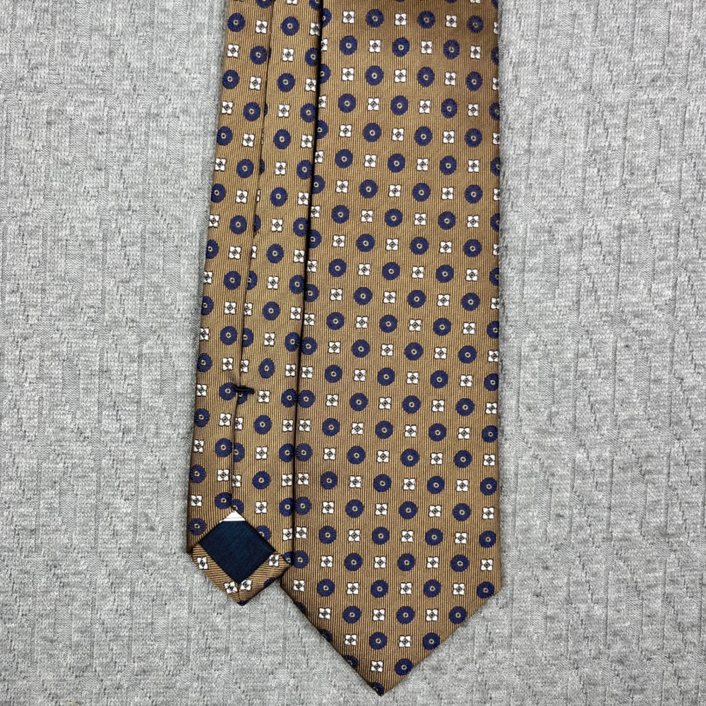 Suitsupply Necktie Mens OS Brown Blue Geometric Silk Made in Italy D201031